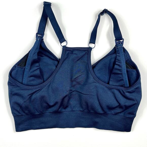 Quince Pumping Nursing Sports Bra Women's Size S Blue Wireless Padded Comfort - Picture 2 of 9